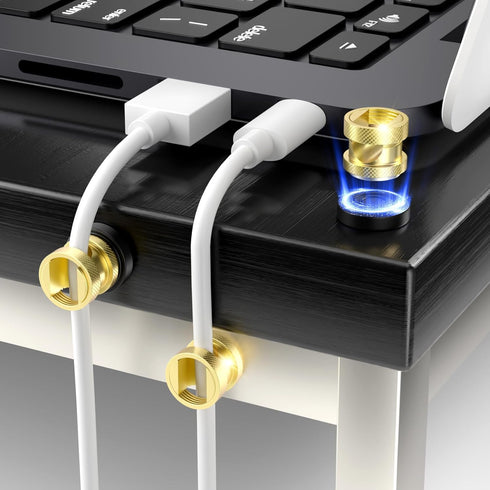 Viaky Magnetic Cord Holder,Gold Magnetic Cable Clip,Metal Cord Holder for Nightstand,Magnetic Cable Management