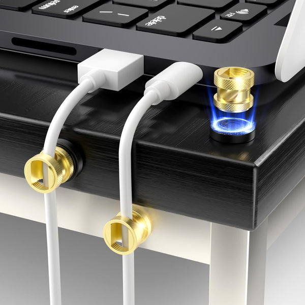 Viaky Magnetic Cord Holder,Gold Magnetic Cable Clip,Metal Cord Holder for Nightstand,Magnetic Cable Management