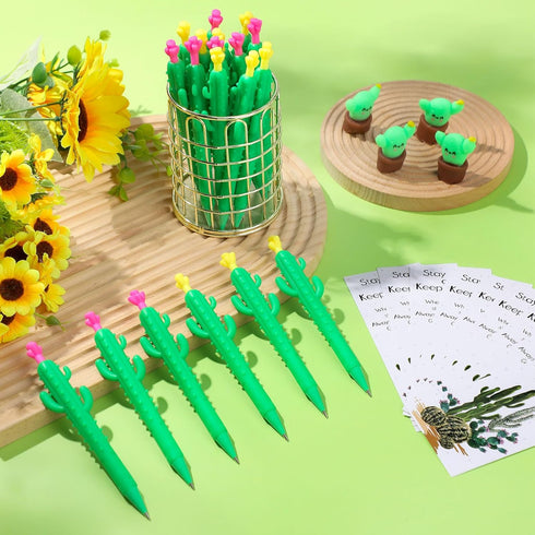 Sinload 30 Sets End of Year Students Gift for Teacher Bulk Cactus Mechanical Pencils Stress Balls Squeeze Toys