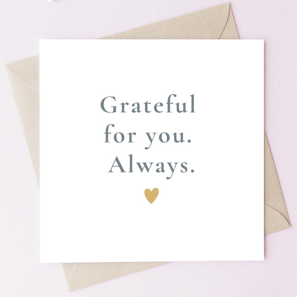 TEEMI Grateful For You. Always. | Simple Thank You Card for Friends, Family