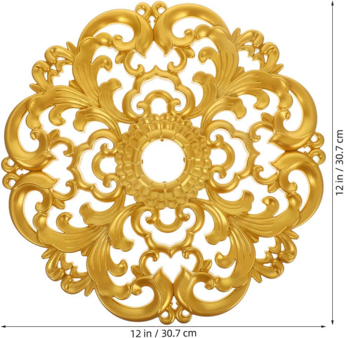 12.08 Inch-Golden Zerodeko Ceiling Medallion, Home Decor Ceiling Medallion for Lighting Fixtures