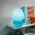 Bulb ONEWISH Mushroom Lamp, Small Table Lamp with Sea Blue Striped Glass, Nightstand Lamp Included