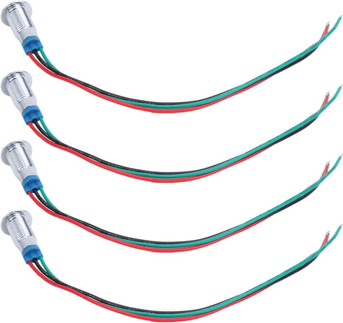 LED Light, 4 pcs 12 24V Indicator Lights, 8mm Electrical Indicator, Pre Wired Common Anode Industrial