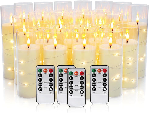 YOROXRG 24 Pack Christmas Decoration Flickering Flameless Candles,Battery Operated Candles,LED String Lights LED