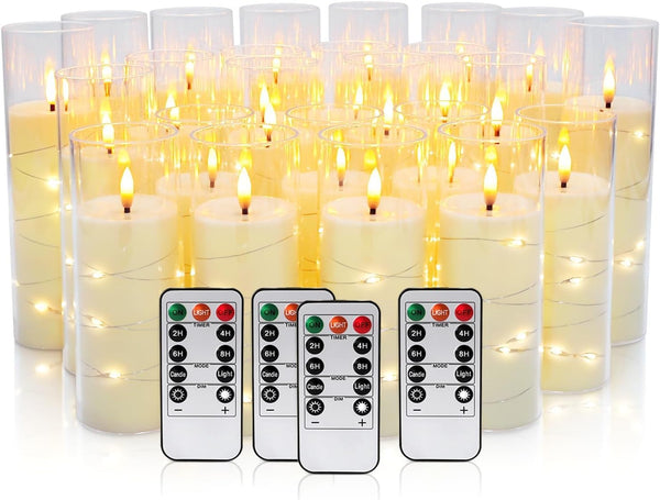 YOROXRG 24 Pack Christmas Decoration Flickering Flameless Candles,Battery Operated Candles,LED String Lights LED