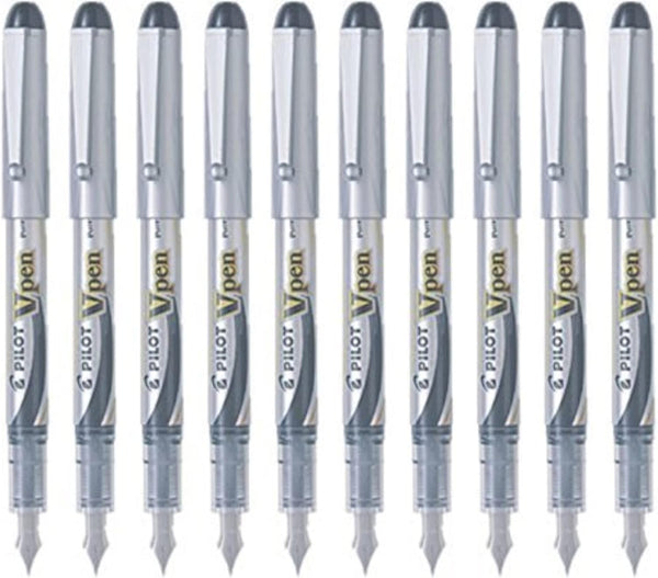 Pilot V Pen (Varsity) Disposable Fountain Pen, Fine Point, Black Ink, Value Set of 10