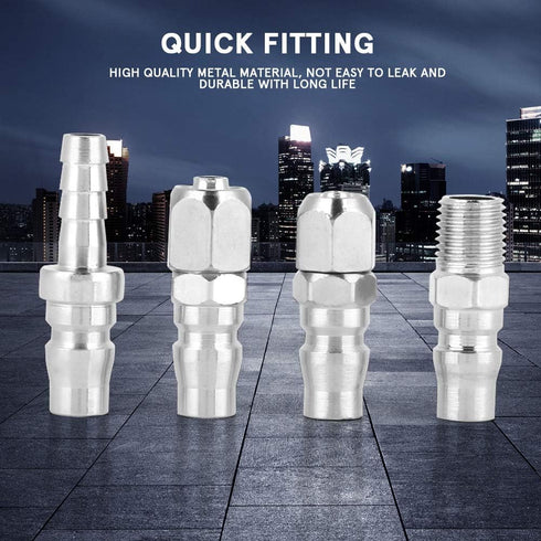 8Pcs C Type Quick Fitting 1/4 Inch Zinc Alloy Pneumatic Connector Socket and Plug Kit Parts for Air Hose