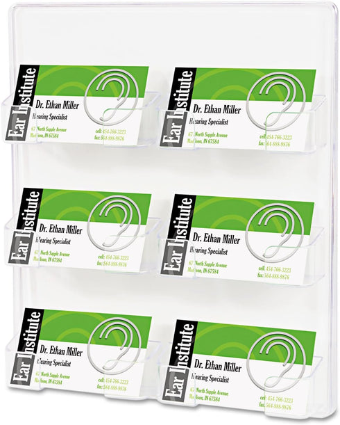 deflecto 6-Pocket Business Card Holder, Clear, Holds 480 Cards, 8.5 x 1.63 x 9.75