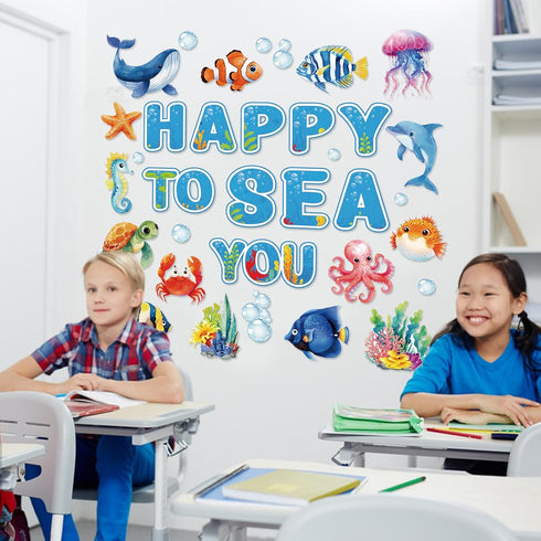 Ocean Bulletin Board Decorations - Underwater Theme Classroom Decorations for Elementary School Kindergarten Office