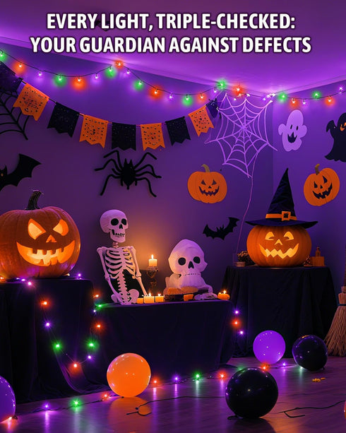Kelumi 9.8ft 30 Halloween String Lights Battery Operated, Orange Purple and Green Fairy Lights with Timer Waterproof