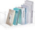 Suzile Clear Acrylic Magazine File Holder with Vertical Compartments, Desk Organizer Book Rack for Paper Folder Office