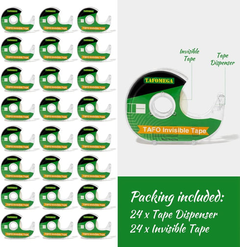 Clear Tape Rolls - 24 Packs of Writable Magic Invisible Tape, Frosted Gift Wrap Tape, 7/10 X 800 Inches
