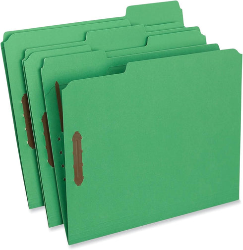 Universal 13522 Deluxe Top Tab Folders, 2 Fasteners, 1/3 Tab, Letter, Green, 50/Box