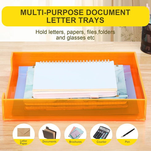 A4 13.8x10.6x2.4 Inches, Paper Tray Acrylic File Organizer for Desk Letter Tray Desk Organizer Document Holder Sorter