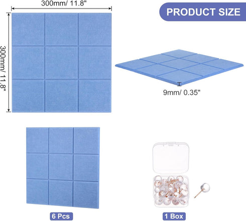 PATIKIL Felt Bulletin Board, 12"x12" 6 Packs Self Adhesive Textured Tiles for Sound Proofing Wall Panels