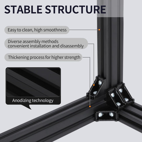 24 Set Black 2020 Series Aluminum Extrusion Profile Connector Set, Includes 24pcs Corner Brackets and 48pcs T-Slot Nuts