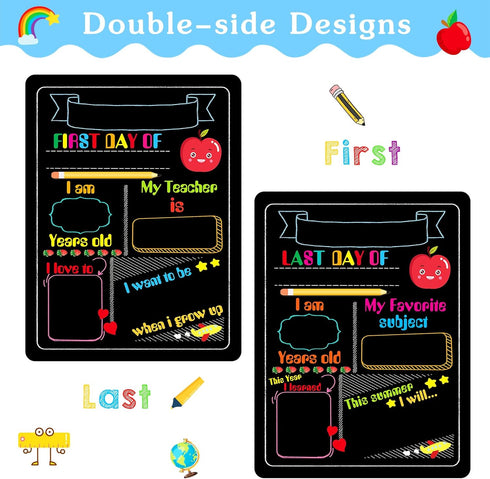 WaaHome First Day of School Chalkboard Sign - 9''X12'' First and Last Day of Kindergarten Photo Prop