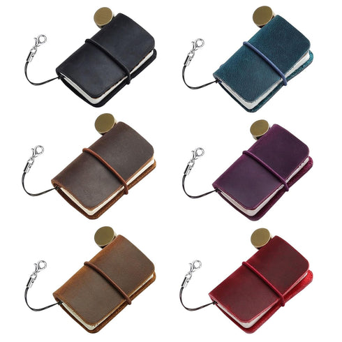 6 Pack Leather Travel Mini Notebook, 1.8" x 1.2" Refillable Blank Pocket