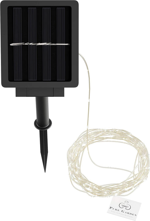 Pure Garden Solar-Powered 100 Fairy Lights, Warm White
