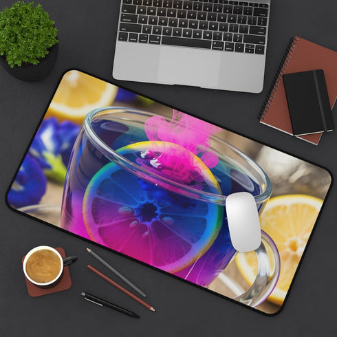 GENERIC Colorful Butterfly Pea Flower Tea Desk Mat - Vibrant Blue to Pink Color Changing Design