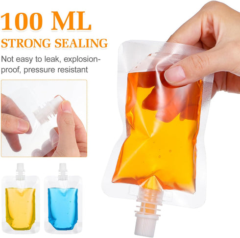 Packaging 102pcs (100 100ml 2 OSALADI Stand-up Spout Pouches for Beverage Bag, X Soy Milk Flasks with Small Funnels)