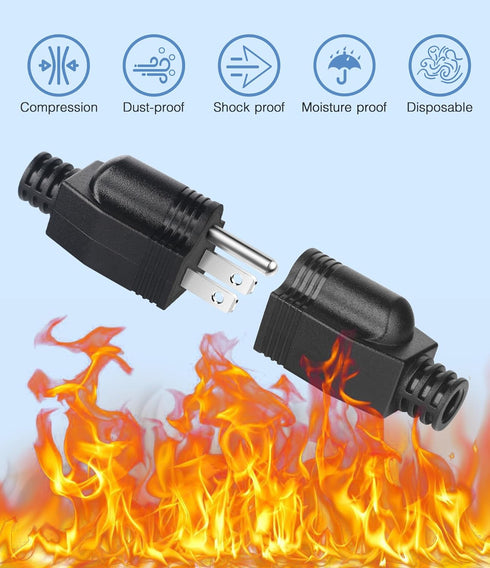 NEMA 5-15P Electrical Replacement Plugs, 125V 15A 3-Prong Power Replacement Plug, 3-Pack