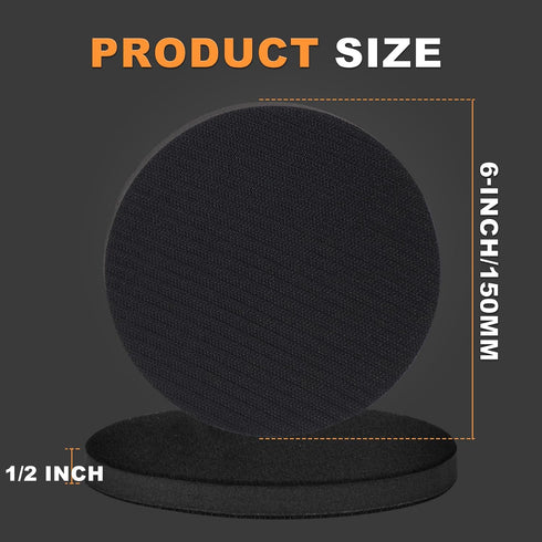 6-Inch 5 Pack No-Hole Interface Pad: Hook & Loop Foam Sanding Discs Backing Pads Replacement for Random Orbital