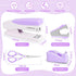 Purple Office Supplies, Purple Desk Accessories for Women, Cute Stapler and Tape Dispenser Set- Staple Remover, Clips, Staples, Scissor, Knife, Ruler, Tabs, Gift for Coworkers, Students by Benjojo