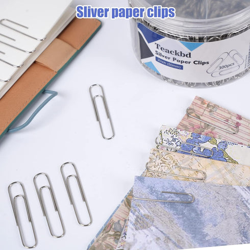 Large Paper Clips, Jumbo 2 Inch Paper Clips, 300 Pcs Smooth Big Paperclips for Office Supplies Silver