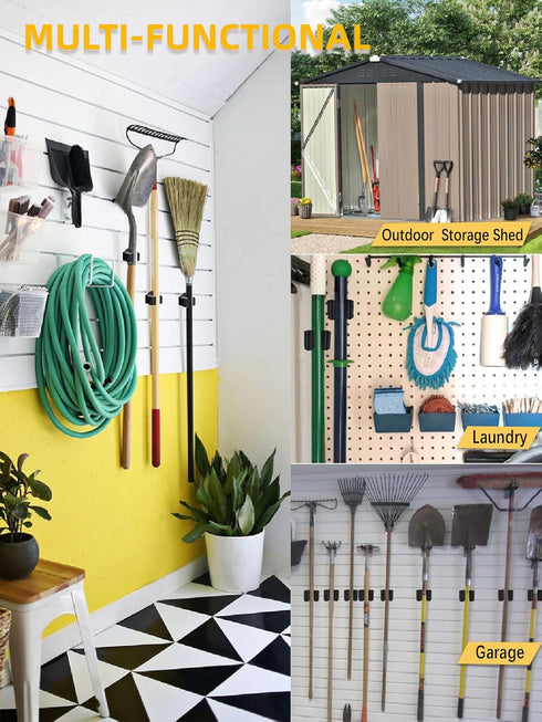 2 Pack/Black+Grey Mop Holder Magnetic, Magnetic Broom Holder for Fridge - Heavy Duty Magnetic Broom Holder Black Steel