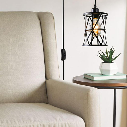 Laihezz Plug in Pendant Light, Hanging Light Fixture with Plug in Cord, Metal Black Hanging Lights with Plug in Cord