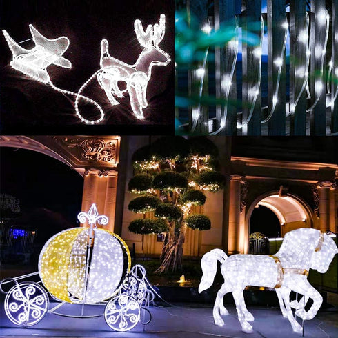 33FT 100LED IP65 Honche Solar Rope Light Waterproof Outdoor LED Copper Fairy String Tube Lights for Party Gazebo Garden
