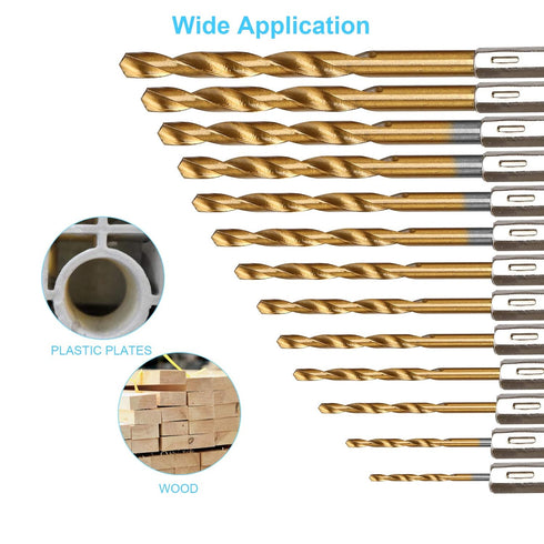 19PCS Premium Hex Drill Bit Set, Titanium Drill Bits Set, High Speed Steel Hex Shank for Wood