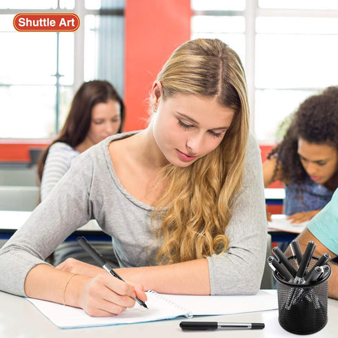 Shuttle Art RollerBall Pens, 25 Pack Black Fine Point 0.5mm Liquid Ink Pens for Writing and Note Taking