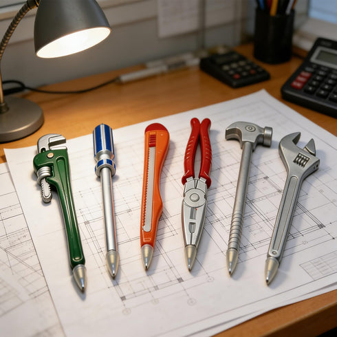 Generic 6 Set, Funny Pens Desk Toys Novelty Pens for Adults - Pcs Construction Tool Shaped Ballpoint Pen Cool Office