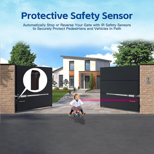 JUJIANG Photocell Sensor for Gate Opener Safety Infrared Sensor Indoor Outdoor Use Motion Detector Photo Eye Sensor IR Photoelectric Beam for Garage Door Opener Access Control Security Alarm Systems