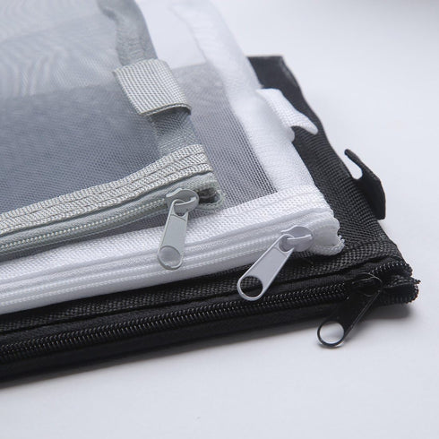 Zipper Files Bag, Breathable Transparent Mesh Documents Pocket Pouch for Office School Supplies (White, A4, Pack of 6)