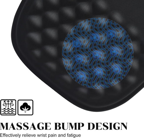 JIKIOU 12x8 inch Ergonomic Mouse Pad Wrist Support with Massage Design, Memory Foam Wrist Rest Pain Relief Mousepad