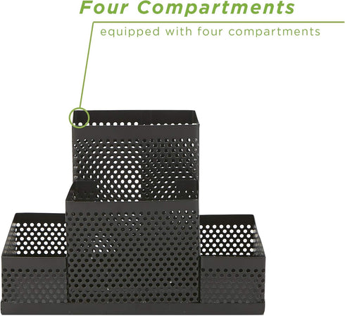 Mind Reader EMPORG2-BLK, Black - 2 Piece Cup, Pen, Pencil, Paperclip Holder, Office Supplies Storage Organizer