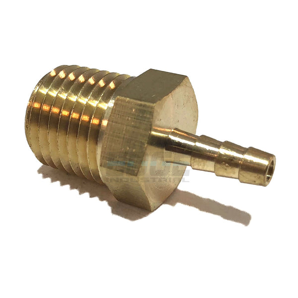 1/8" Hose ID to 1/4" Male NPT Straight Brass Fitting, Fuel/AIR/Water/Oil/Gas/WOG (Qty 1)