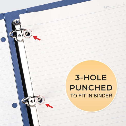 EMSHOI A4 Spiral Notebook, College Ruled, 300 Pages/150 Easy Tear Perforated Sheets, 3-Hole Punched, 100gsm Thick