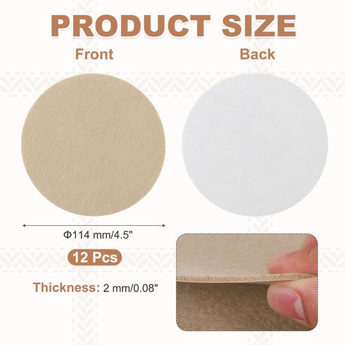 12Pcs 4.5 Inch 2mm uxcell Lamp Base Felt, Dia Thick Adhesive Round Soft Felt Furniture Pads, Non-Slip Anti-Scratch