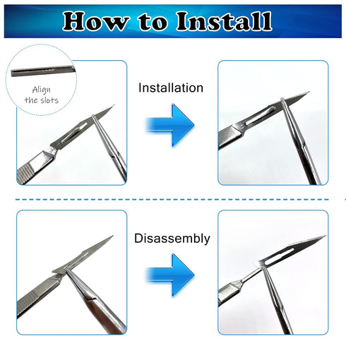 20 Pieces Scalpel Blades #10 Scalpels Surgical Sterile Blades with #3 Handles & Storage Box,Individually Wrapped High Carbon Steel Blades for Callus Removal,Sculpting, Cutting,Crafts & More