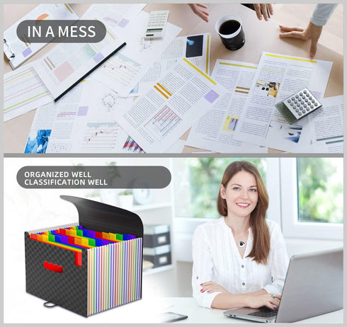 Expanding File Folders Accordion Organizer with 24 Pockets, Letter Size Document Folder for Storage