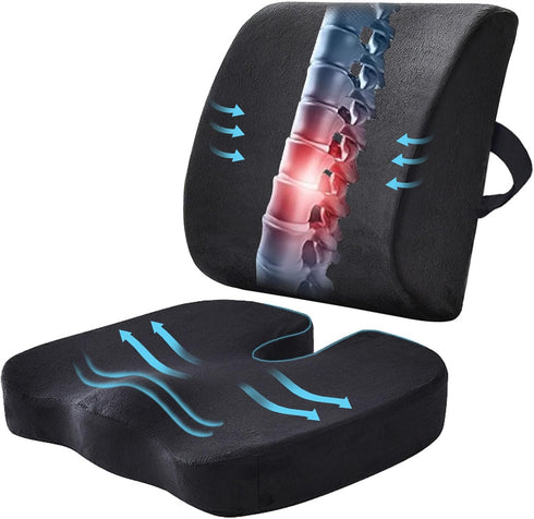 WMM Seat Cushion & Lumbar Support Pillow for Office Chair, Car Seat Wheelchair