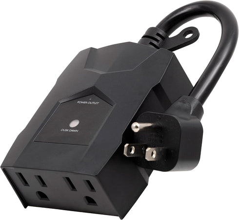 UltraPro Outdoor Dusk to Dawn Outlet Timer, Dual Outlet Light Sensor Plug,