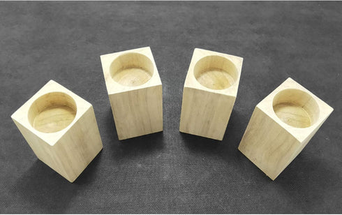 KDDEON Set 4 Legs,24 (13cm,Inner 4cm) of Solid Wood Furniture Raised Legs,Round Slotted Bed Sizes,Wood Color
