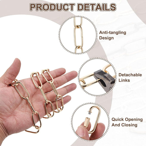 2ft 3mm/0.12" 2 uxcell Lighting Hanging Chain, Looping Metal Pendant Chandelier Chain Extension with Quick Link Lock