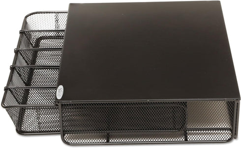 Safco Products Coffee and Sugar Organizer 3274BL Hospitality Tray, Black, 1 Drawer, 12"W x 11"D x 3 ¼"H