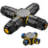 IP68 Waterproof Cable Connector, 4 Way Junction Box for Outdoor, Screwless 3 Pins Electrical Cable Protector